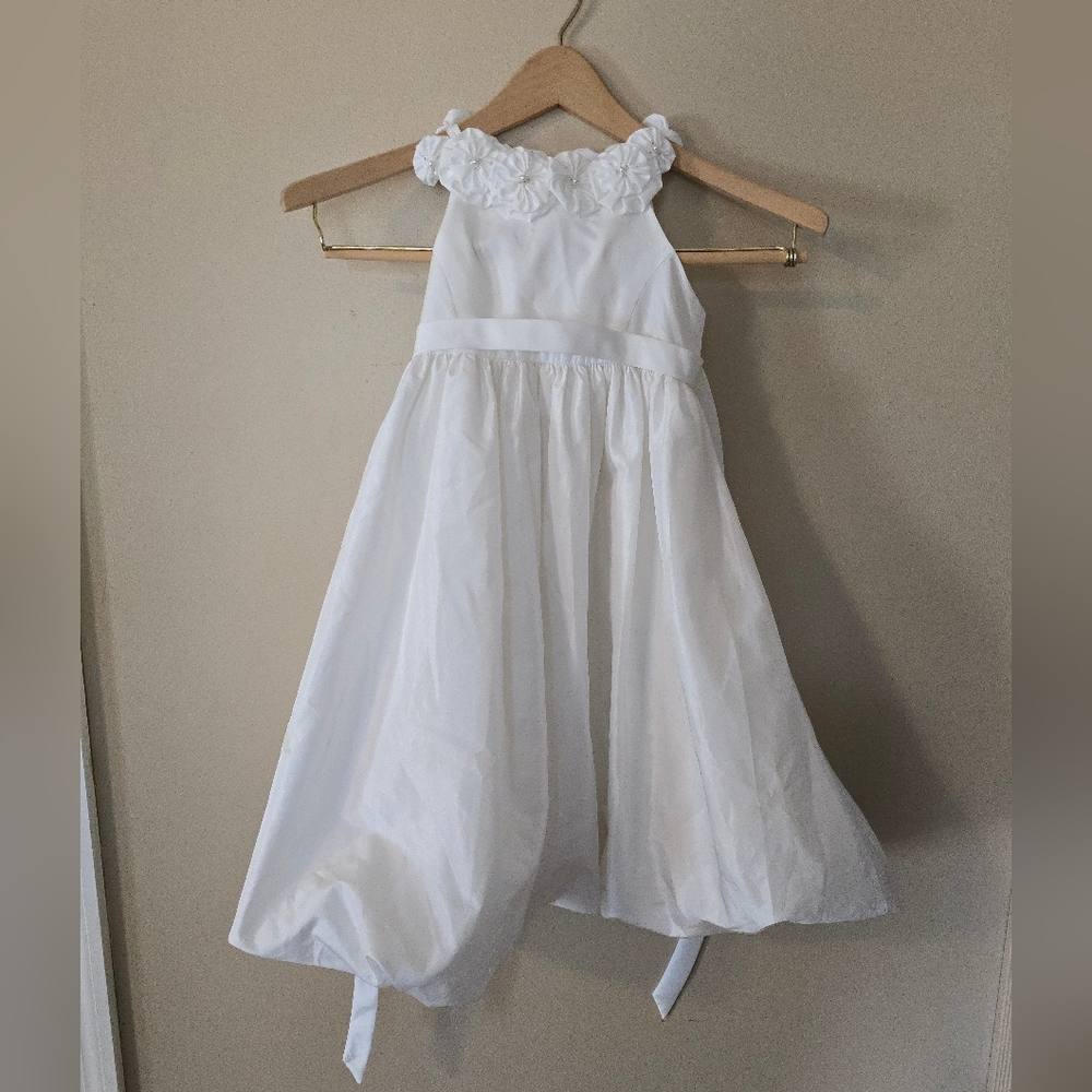 David's Bridal White Flower Girl Dress